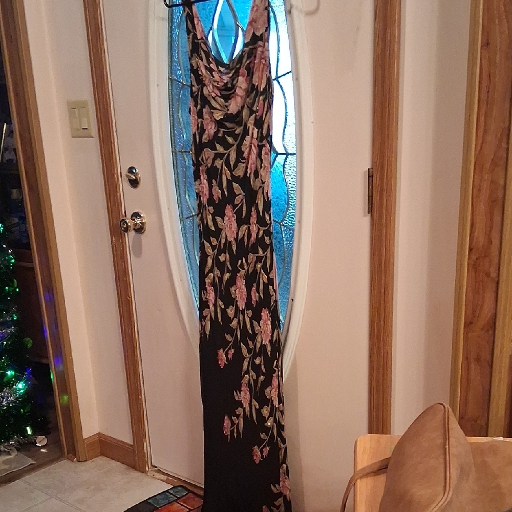 Vintage Elegant Floral Black Maxi Dress